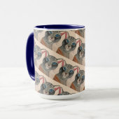 Blue eyed Silver Cat Mug Mok (Voorkant links)