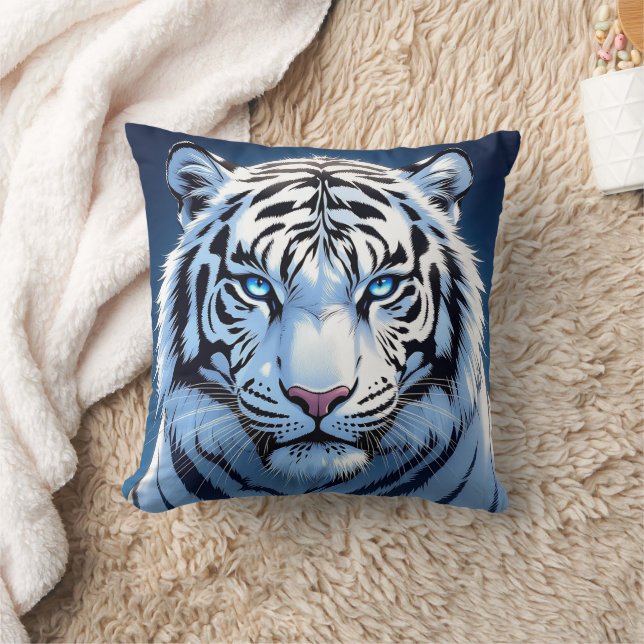 Blue eyed White Tiger Ai Art Kussen (Deken)