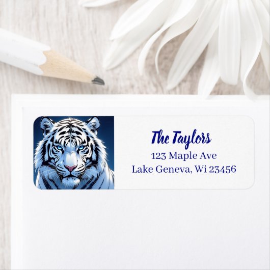 Blue eyed White Tiger Personalized Etiket (Insitu)