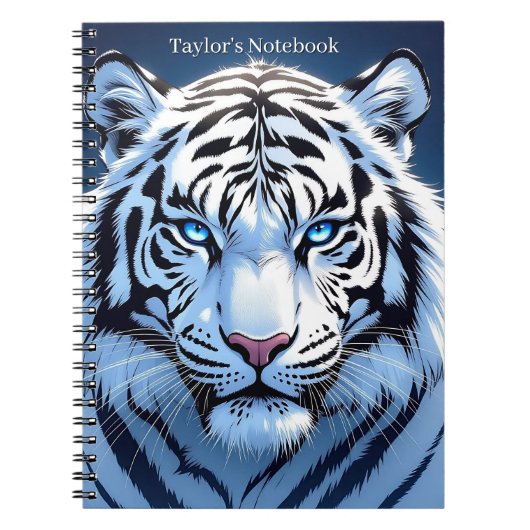 Blue eyed White Tiger Personalized Notitieboek (Voorkant)