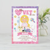 Blue Eyes Blonde Girl Vet Invitation Anniversaire (Debout devant)