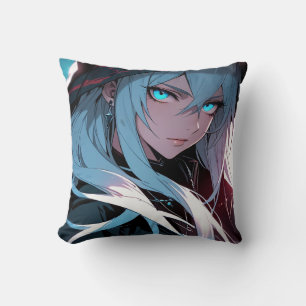 Blue Eyes Hooded Anime Girl Kussen