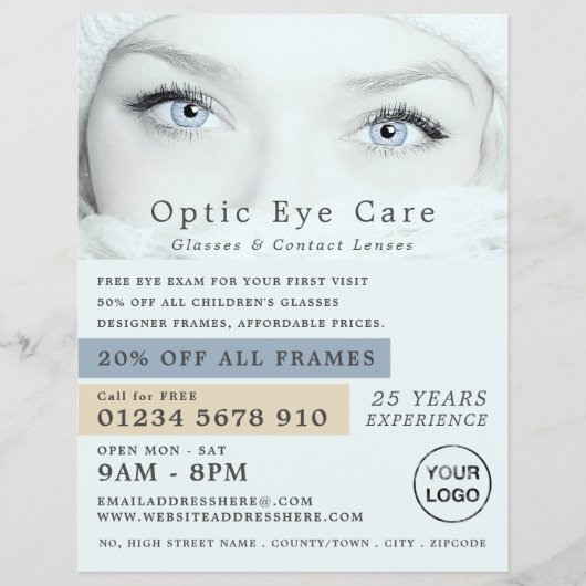 Blue Eyes, Opticien, Technisch Praktijkbegeleider Flyer (Voorkant)