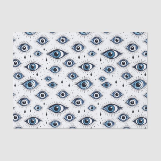 Blue Eyes Pattern Moderne Abstracte Decoupage Tissuepapier (Voorkant)