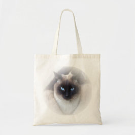 Blue eyes siamese cat tote bag