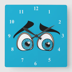 Blue Eyes Wall Clock Curious Vierkante Klok