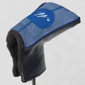 Blue Fabric Textured print monogram putter Golfheadcover (3/4 voorkant)
