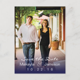 Blue Fade Photo Save the Date Briefkaart