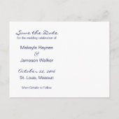 Blue Fade Photo Save the Date Briefkaart (Achterkant)