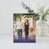 Blue Fade Photo Save the Date Briefkaart (Staand voorkant)