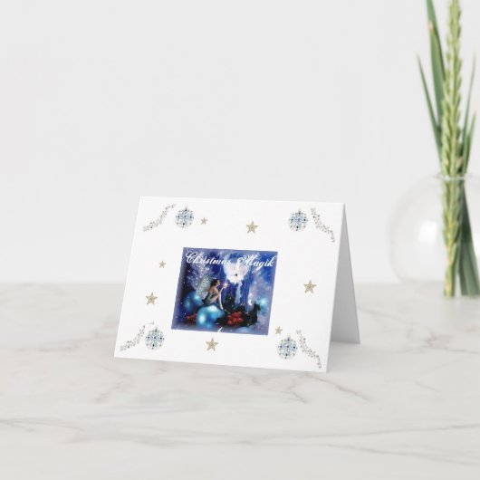Blue Fairy Christmas Feestdagen Kaart (Voorkant)