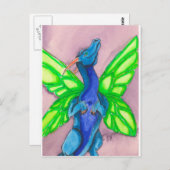 Blue Fairy Dragon Briefkaart (Voorkant / Achterkant)