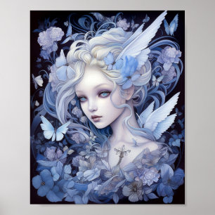 Blue Fairy Fantasy Art Poster