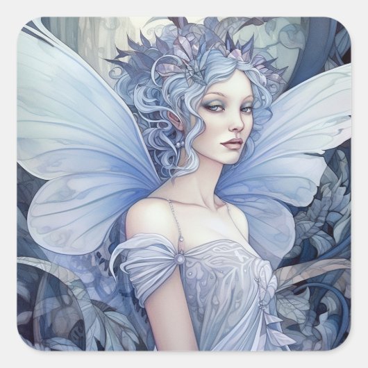 Blue Fairy Fantasy Art Vierkante Sticker (Voorkant)