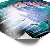 Blue Fairy Tale Fantasy Garden Castle Foto Afdruk (Hoek)