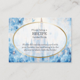Blue Fairytale Castle Bridal Shower Recipe Request Informatiekaartje