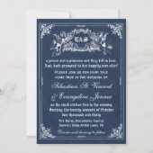 Blue Fairytale Storybook Wedding Invites Kaart (Achterkant)