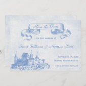 Blue Fairytale Wedding Save the Date (Voorkant / Achterkant)