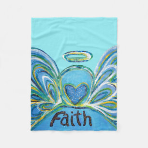 Blue Faith Guardian Angel Chemo Blanket Fleece Deken