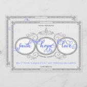 Blue Faith Hope Love Faire-part de mariage (Devant / Derrière)