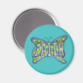 Blue Faith Word Art Butterfly Custom Magnet (Recto/Verso)
