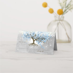 Blue Faiy Tale Wedding Mason Jar Heart Leaf Tree