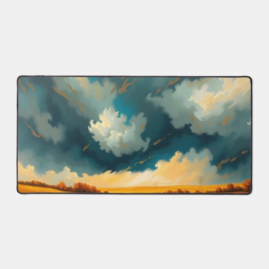 Blue Fall Mountain Desk Mat - Autumn Nature Desk P (Recto)