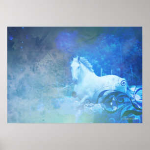 Blue Fantasy Horse Poster