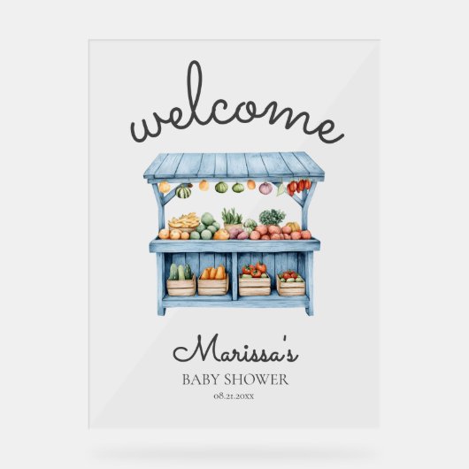 Blue Farmers Market Baby Shower Welcome (Recto)