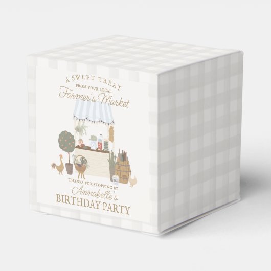 Blue Farmers Market Boerderij Verjaardagsfeest Bedankdoosjes (Achterkant)