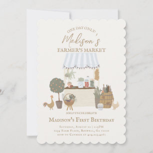 Blue Farmers Market Farm Fresh Birthday Invitation