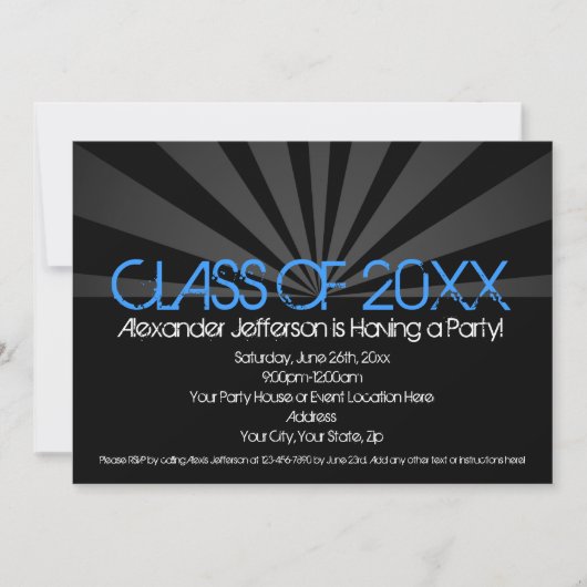 Blue Fashion Spotlight Graduation Party Invitation (Devant)