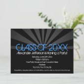 Blue Fashion Spotlight Graduation Party Invitation (Debout devant)