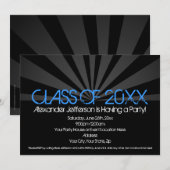 Blue Fashion Spotlight Graduation Party Invitation (Devant / Derrière)