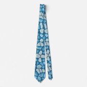 Blue Faux Glas in lood Pattern Mannen Stropdas (Voorkant)