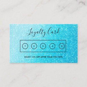 Blue Faux Glitter Custom Loyalty Kaart Visitekaartje