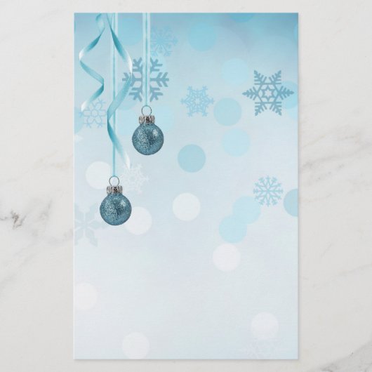 Blue Faux Glitter-kerstversieringen Briefpapier (Voorkant)
