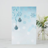 Blue Faux Glitter-kerstversieringen Briefpapier (Staand voorkant)