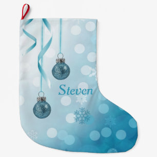 Blue Faux Glitter-kerstversieringen Grote Kerstsok