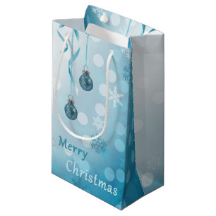 Blue Faux Glitter-kerstversieringen Klein Cadeauzakje