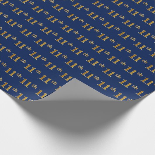 Blue, Faux Gold 11th (Elfde) Event Cadeaupapier (Hoek)