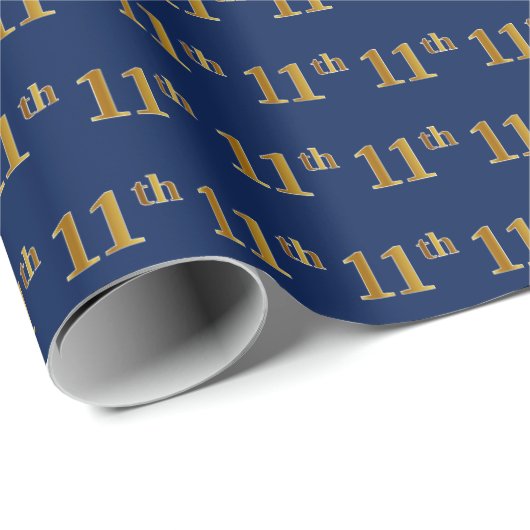 Blue, Faux Gold 11th (Elfde) Event Cadeaupapier (Rol Hoek)