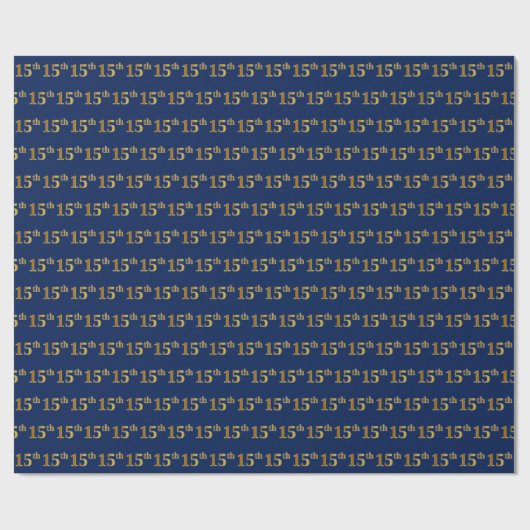 Blue, Faux Gold 15th (vijftiende) Event Cadeaupapier (Vlak)