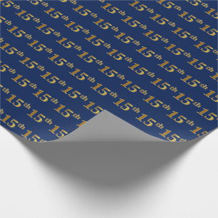 Blue, Faux Gold 15th (vijftiende) Event Cadeaupapier