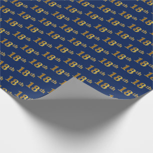 Blue, Faux Gold 18th (Achttiende) Event Cadeaupapier