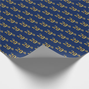 Blue, Faux Gold 20th (twintigste) event Cadeaupapier