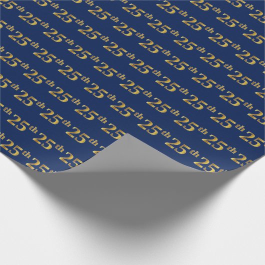 Blue, Faux Gold 25th (25th) Event Cadeaupapier (Hoek)