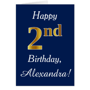 Blue, Faux Gold 2e anniversaire + Nom personnalisé