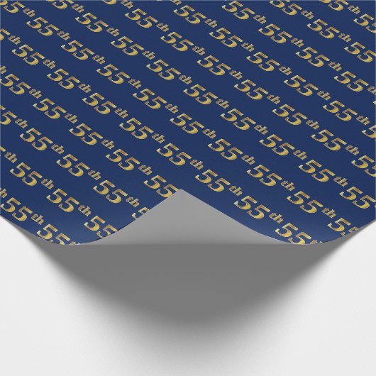 Blue, Faux Gold 55th (55th) Event Cadeaupapier (Hoek)