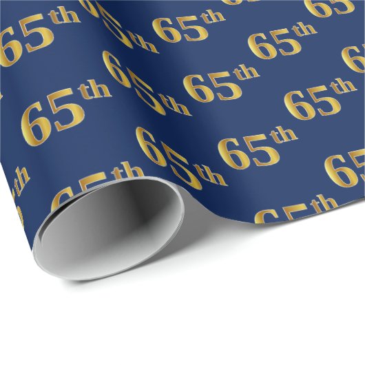 Blue, Faux Gold 65th (65th) Event Cadeaupapier (Rol Hoek)